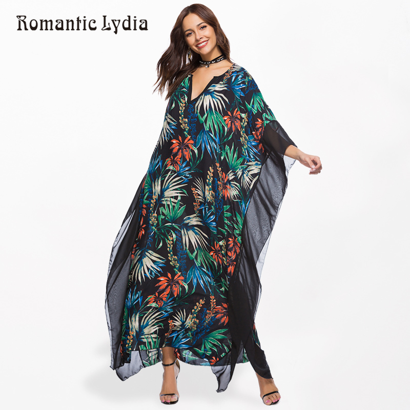 2019 Women Kaftan Long Boho Dress Plus Size Summer Chiffon Loose Robe Femme Bohemian Maxi Dresses Large Sizes New Arrival 2018y1882402 From