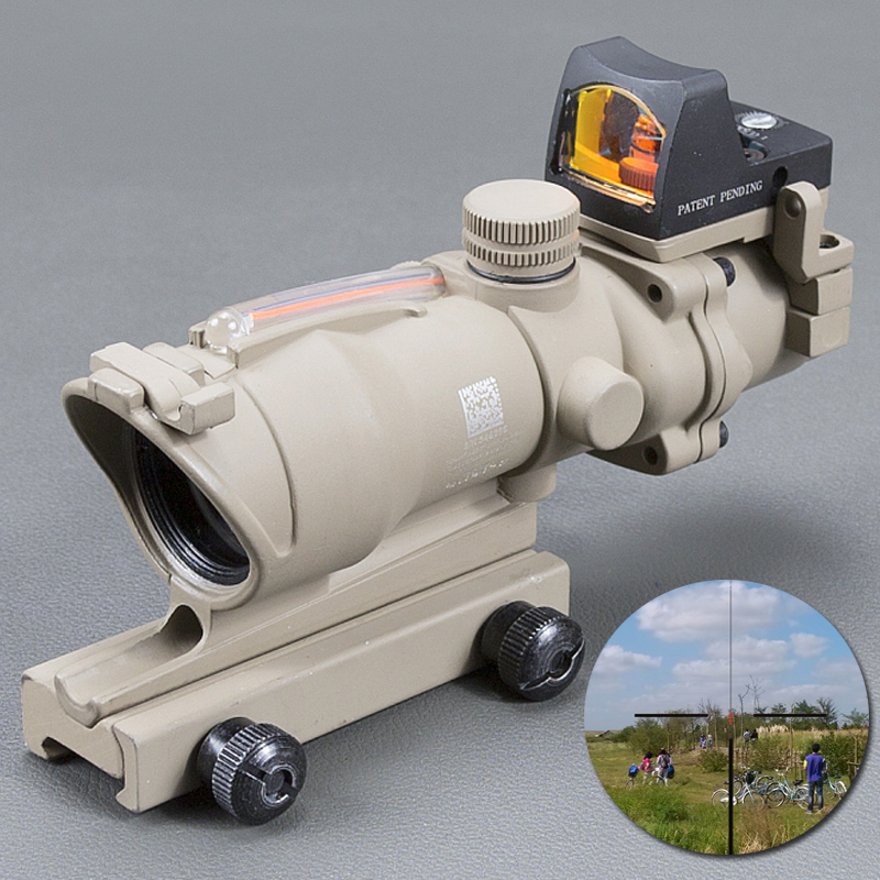 

Trijicon ACOG 4x32 Green Fiber Source Real Fiber Scope w/ RMR Micro Red Dot Sight Marked Version Black