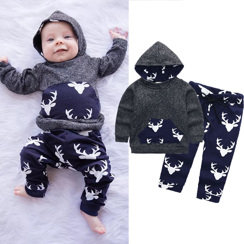Pants 2 Pieces Clothing Sets Outfits Aile Rabbit Kids Long Sleeves Cartoon Elephant Print T-Shirt