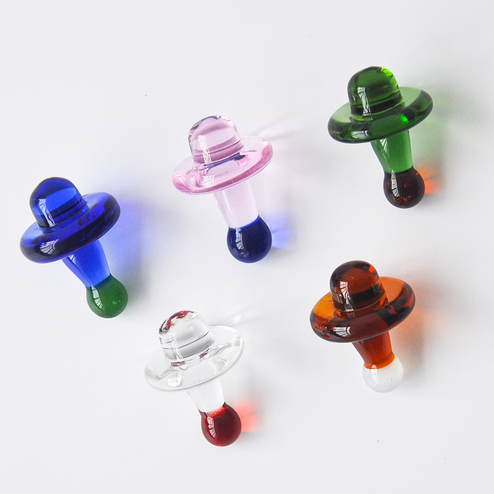 

Free Shipping Colorful Glass UFO Carb Cap Diameter 23mm For Quartz Banger Nail Universal Colorful ball Dab Rig