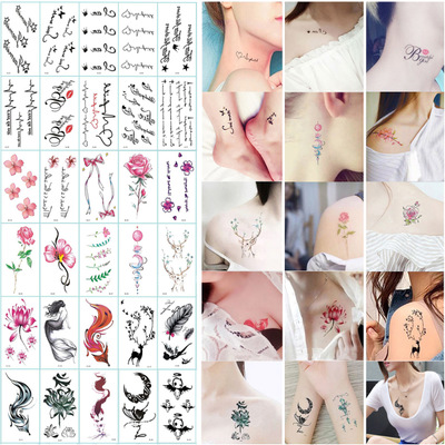 Sexy Lips Leaf Black Cartoon Small Tattoo Sticker Cute Star Tattoos Body Finger Art Waterproof Tatoo Kid WS005-image-427679753