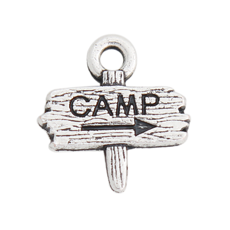 

Antique Silver Color Double Side Alloy CAMP Road Sign Charms For Campers 12*13mm AAC1746