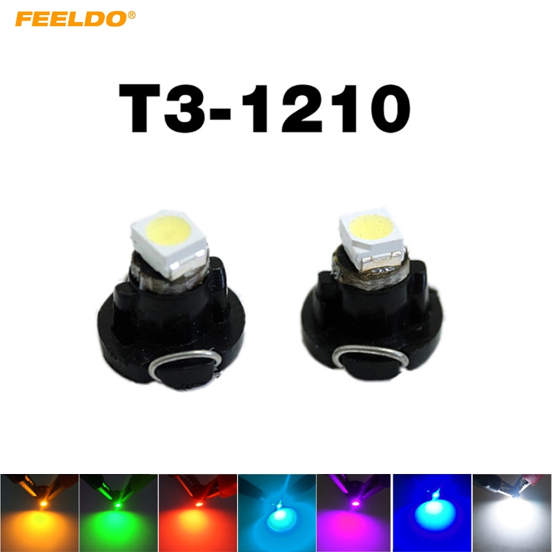 

FEELDO 10PCS DC12V T3 1210/3528 Chip 1LED Car Dashboard Meter Panel Light Bulb LED light Bulbs 7-Color #4448