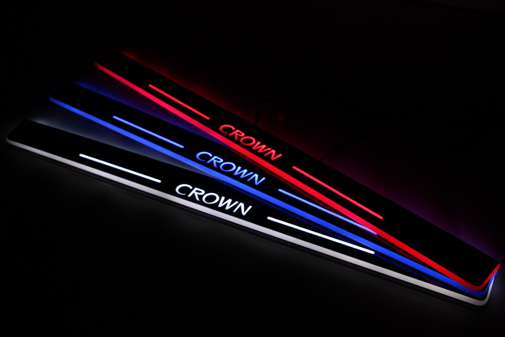 

Waterproof Ultrathin Acrylic Car LED Welcome Light Scuff Plate Pedal Door Sill For Toyota CROWN 2013 2014 2015 2016, front door sill