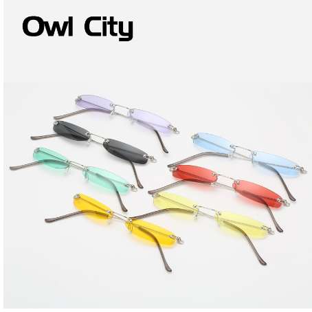 

Owl City Vintage Sunglasses Women Small Narrow Sun Glasses Retro Rectangle Sunglass Brand Designer Female Eyewear Rimless Shades