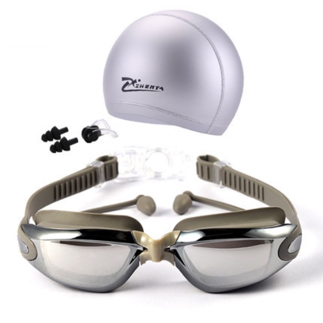 

Myopia Swimming Goggles Caps Eeywear HD Shortsighted Swimming Glasses Diopter Spectacles Plating lens Swim Pool Use Accessories 3pcs/set