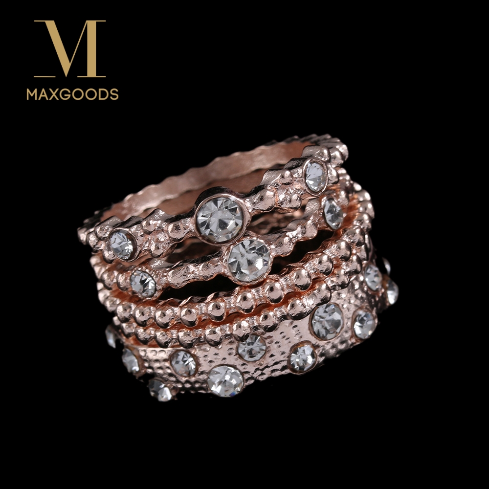 5Pcs Femmes Bijoux de Mariage d/'anneaux Empilables en Or Rose