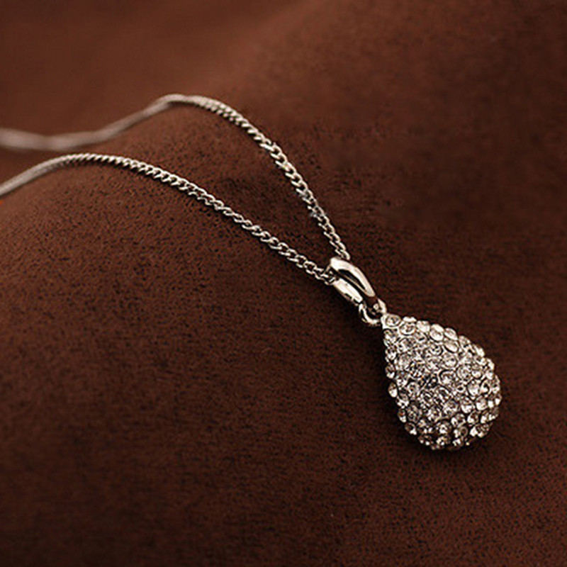 

Crystal Necklace lady Silver Gold Color Necklaces & Pendants Jewelry Water Drop Pendant Necklace