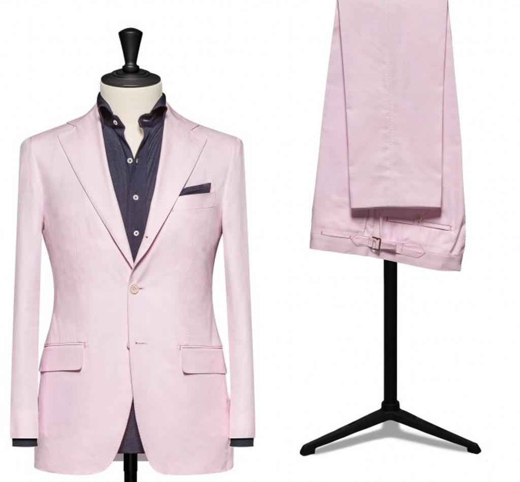 

Handsome Pink Groom Tuxedos Notched Lapel Two Button Groomsmen Men Formal Suits Business Prom Suit Customize Suits(Jacket+Pants+Tie)NO:87, Same as image