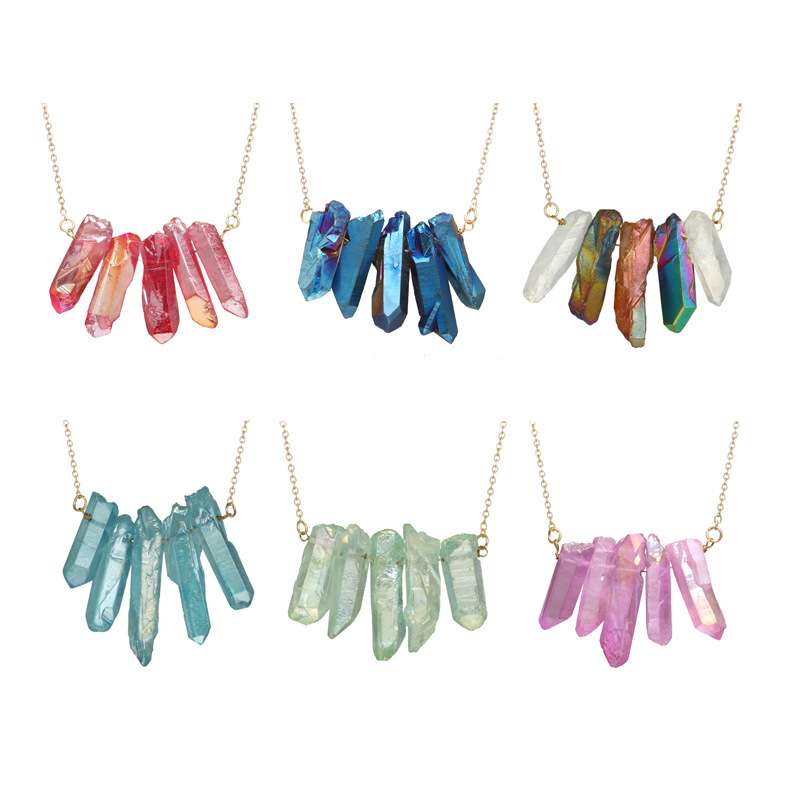 

2018 NEW Fashion Rhinestone & Zircon Pendant Necklace Natural Stone Colorful Pendant Necklaces