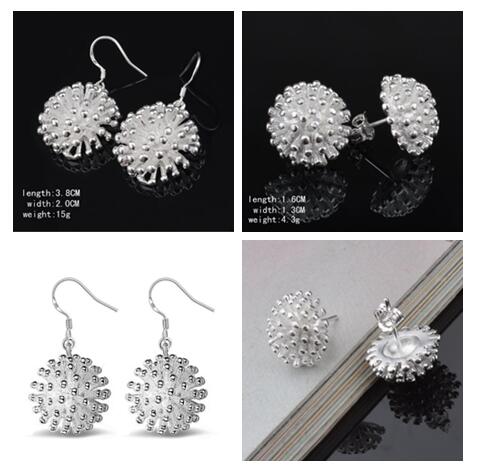 2 style 925 argent pissenlit feux d'artifice breloques pendantes boucles d'oreilles ongles boucles d'oreilles mode européenne style boucles d'ore