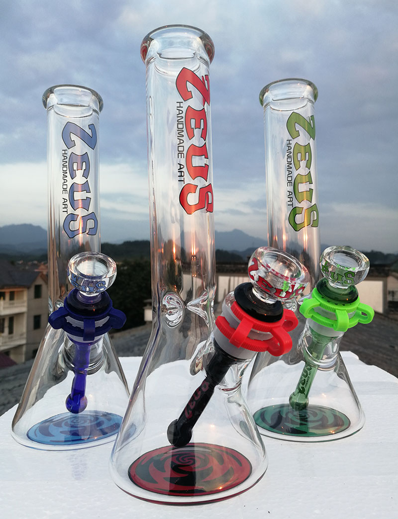 

beaker bong 10"glass bongs Rasta design water pipes oil rig 18.8mm joint handmade brand bongs glass pipes