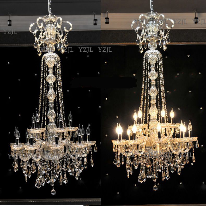 

Staircase crystal candle light chandelier Dining Room Loft Project Villa Duplex building Revolving lighting Modern