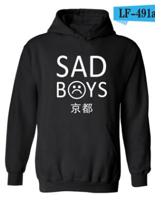 

Men's Fleece Hoodie Sad Boys Hip Hop New Fashion Casual Sweatshirt High Quality Hoodies For Man, Black2