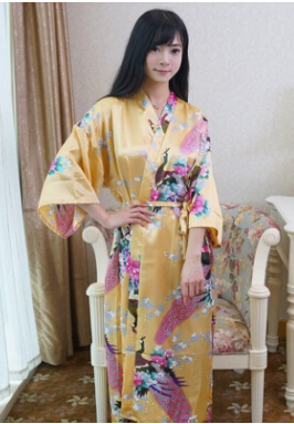 Womens Solid Silk Robe Ladies Satin Pajama Lingerie Sleepwear Tang Clothes Bath Gown Nightgown 14 colors