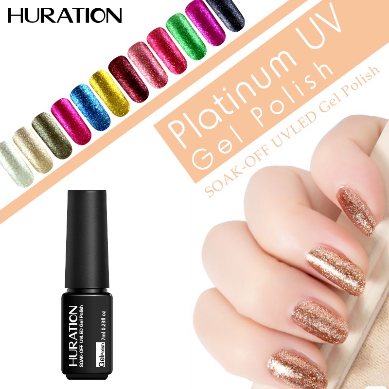 

Huration Platinum 7ml GelPolish Semi Permanent Gel Nail Polish UV LED 12 Color Soak Off Art Platinums Nail Halloween Gel Varnish, 62pink