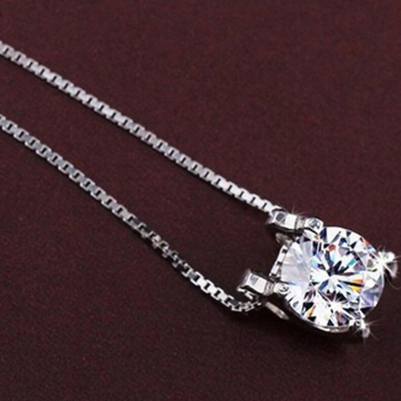 jewelry S925 Sterling Silver Woman Zirconia Crystal 0.8cm*0.8cm Pendant Water Necklace Wedding Jewelry free shipping
