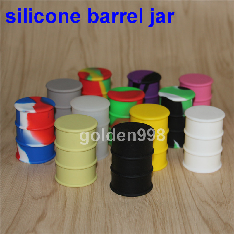 

silicone oil barrel container jars dab wax vaporizer oil rubber drum shape container 26ml large food grade silicon dry herb herbal, Multi-colors