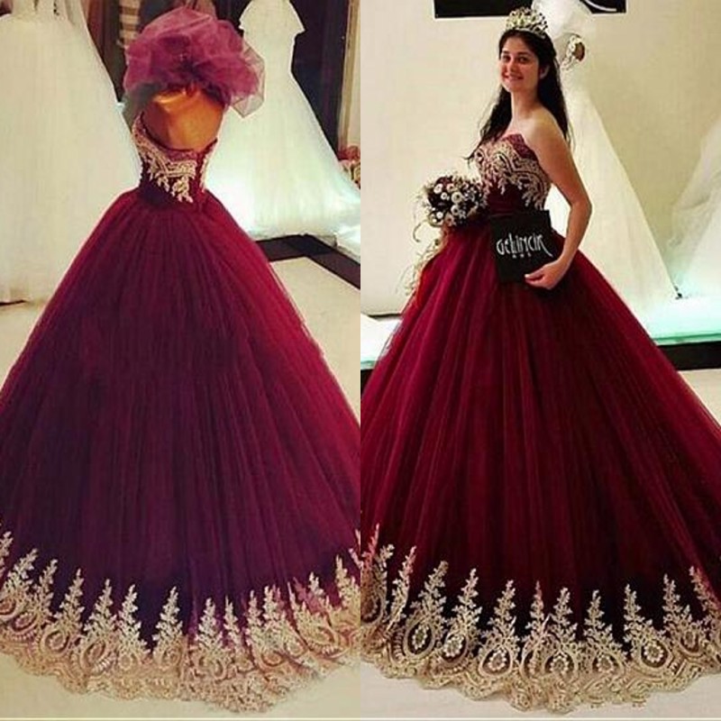 

Gold Appliques Burgundy Ball Gowns Quinceanera Dresses 2018 Sweet 16 Prom Dress Vestidos de 15 Anos Pageant Party Gowns Plus Size Maternity, Yellow