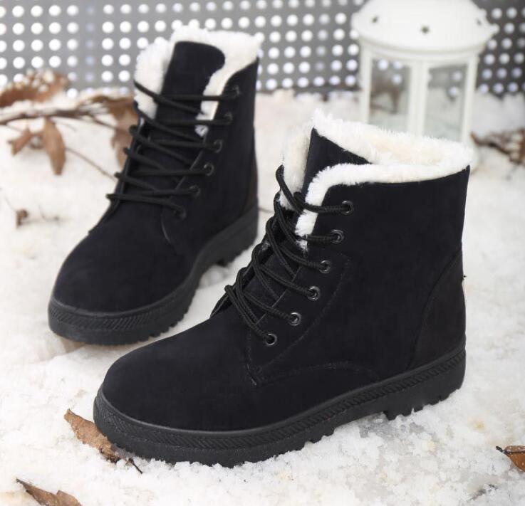 new arrivals warm woman snow boots shoes winter boots for women ladies lace up ankle boots shoes with fur plush zx654