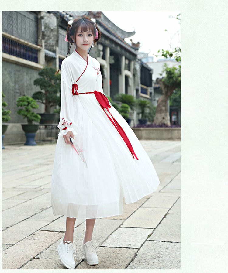 

Chinese Traditional Tang Dynasty Ancient Costume Women Hanfu Dress Chinese Fairy Dresses dance costume Hanfu Clothing, White
