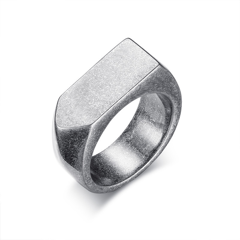 

9MM Flat-top Retro Rings for Men Punk Stainless Steel Vintage Silver Male Rings Jewelry 4 Colors US Size 8 to 12