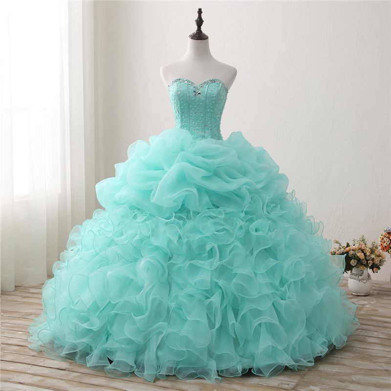 

2018 New Mint Green Sweetheart Ball Gown Quinceanera Dresses Beaded Prom Sweet 16 Dress Plus Size Lace Up Vestido De 15 Ano Q71, Purple
