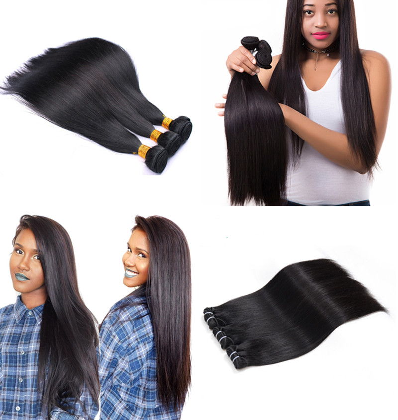 

10A--Double Drawn 100% Human hair Brazilian Peruvian indian Malaysian Hair Extensions straight Double Weft No Shedding NO Tangle 100g 3pcs
