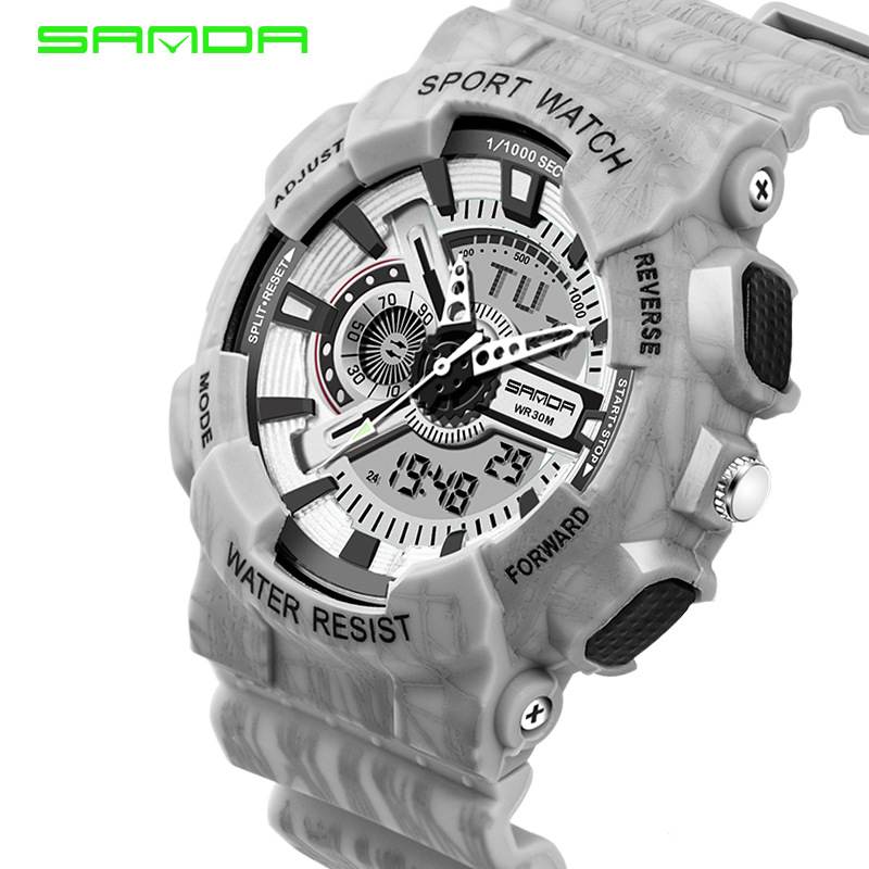 

Mens Watches 2018 SANDA Fashion Watch Men G Style Military Waterproof Shock Wristwatches Analog Digital Sports Watches, Slivery;brown