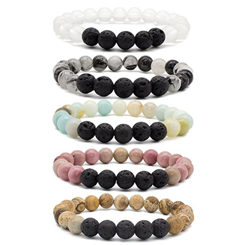 

2017 new Lava rock Beads Bracelet New Fashion Lava Stone/Mahogany stone / Rutilated Quartz Buddha Beads Bracelets For Women