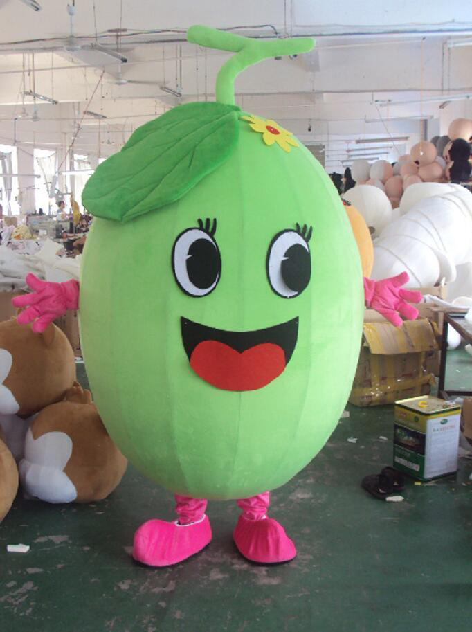 

2018 High quality Fruit Sweet melon Mascot Costume Fancy Dress Outfit, Green
