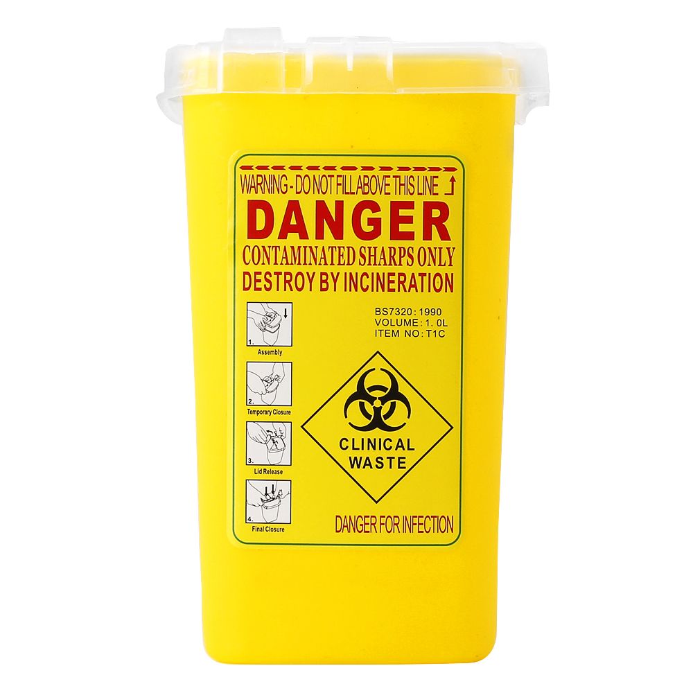 

Tattoo Medical Plastic Sharps Container Biohazard Needle Disposal 1L Size Waste Box for Infectious Waste Box Storage