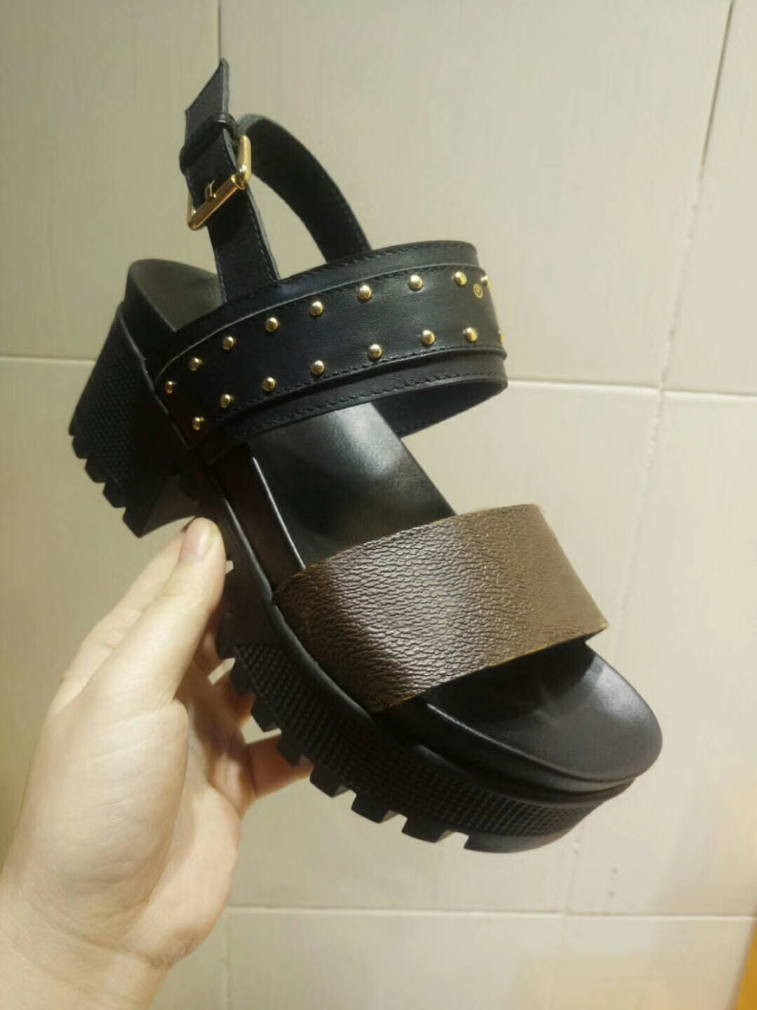 

luxury womens sandals print leather platform sandal striking gladiator style brand designer high quality ladies sandals size3540, Color2