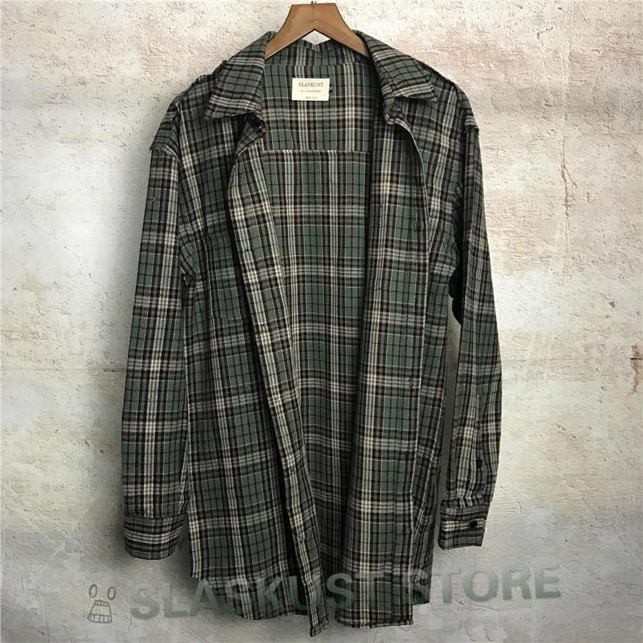 Plaid Flannel Shirt Hip Hop 2018 Hommes manches longues Chemises Bas de la livraison gratuite