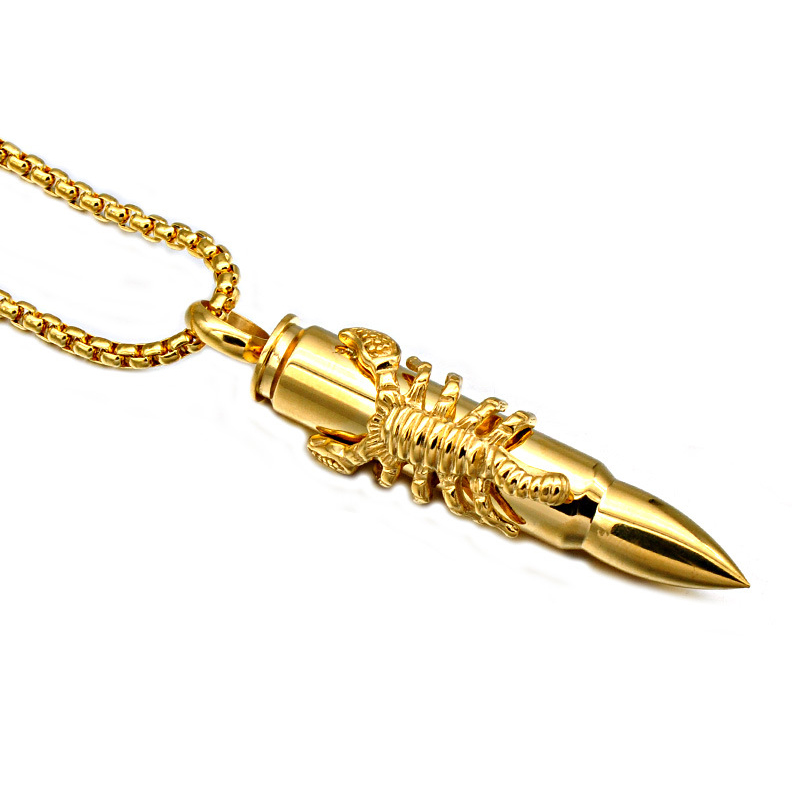 

Bullet Scorpion Men's Necklace Hip Hop Jewelry Gold/Steel Color For Men 316L Stainless Steel Jewelry Fashion Jewellry Mens Necklace bijoux