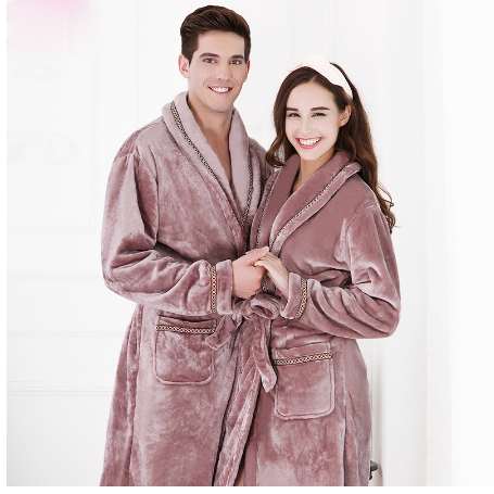 

New Love Couples Robe Autumn Winter Men Mink Flannel Thick Warm Bathrobes Male Home Leopard Bath Robes Vs Tmall