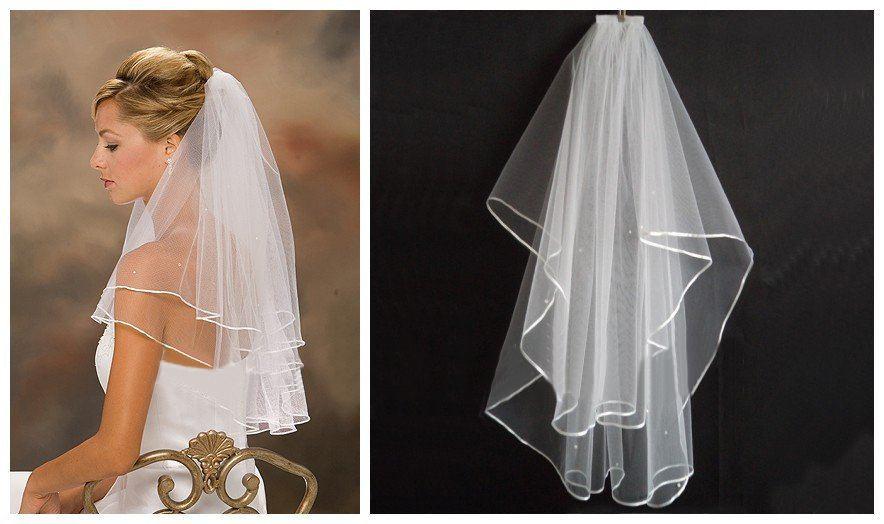 

2019 New Cheapest In Stock White Ivory Two Layers Short Wedding Veils With Comb For Wedding Dresses Bridal Accessories A15, Black