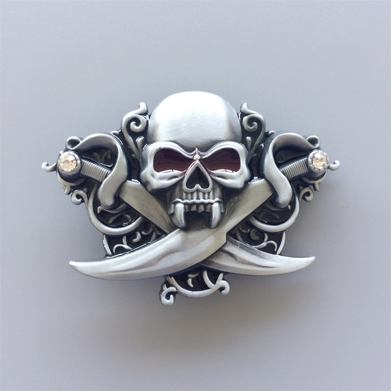

Jean's Friend New Classic Skull Emo Rhinestones Western Wildlife Vintage Wedding Cosplay Costume Belt Buckle Gurtelschnalle Boucle de ceintu, Slivery;black