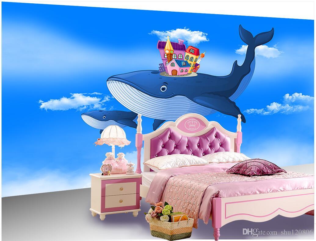 

3d wallpaper custom photo Cartoon whale guard room children's room painting 3d wall murals wallpaper for walls 3 d living room, Picture shows