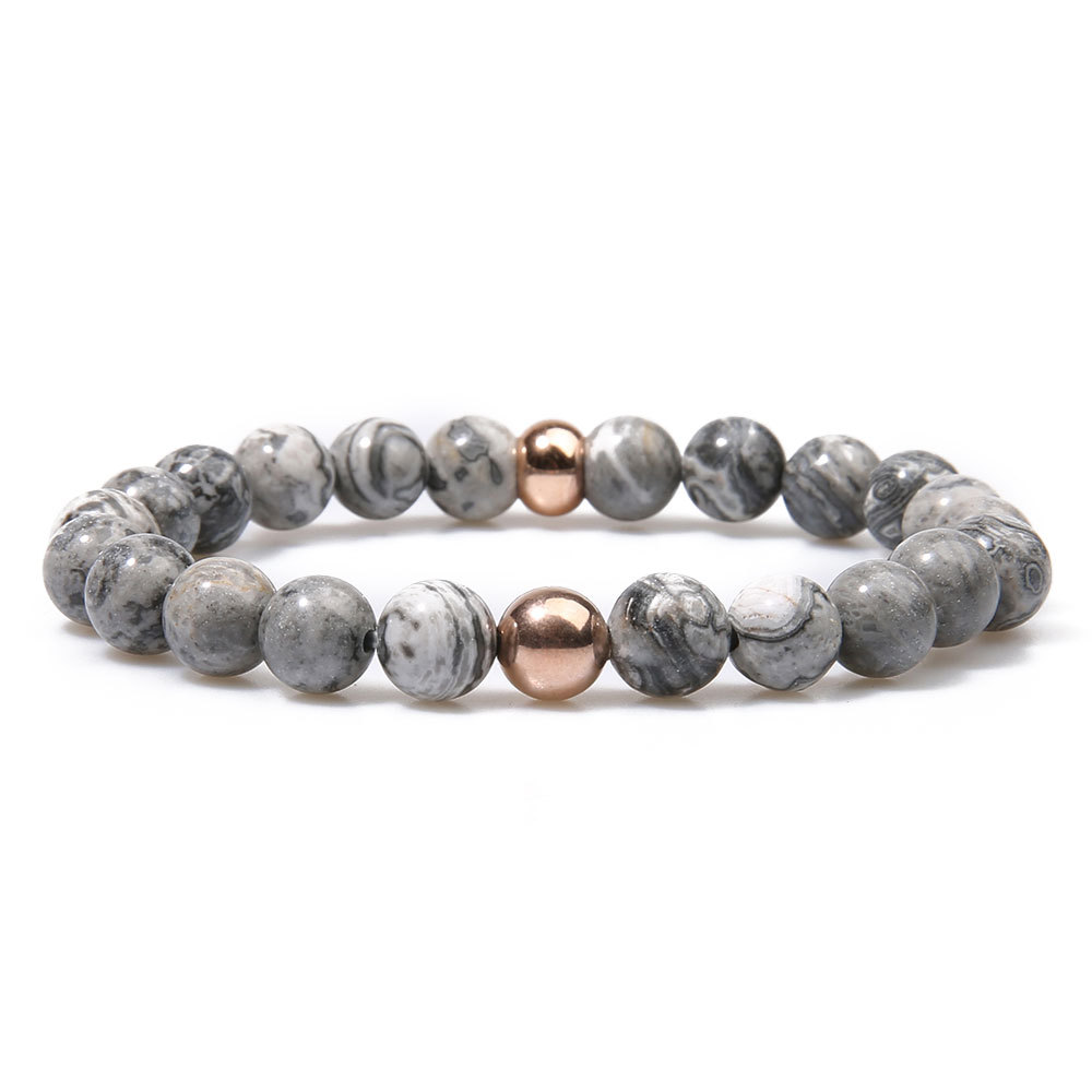 

Fashion Gold-plated Metal Round bead Lovers Jewelry Natural stone Beaded Beads Bracelet Healing Bracelet For Women Men