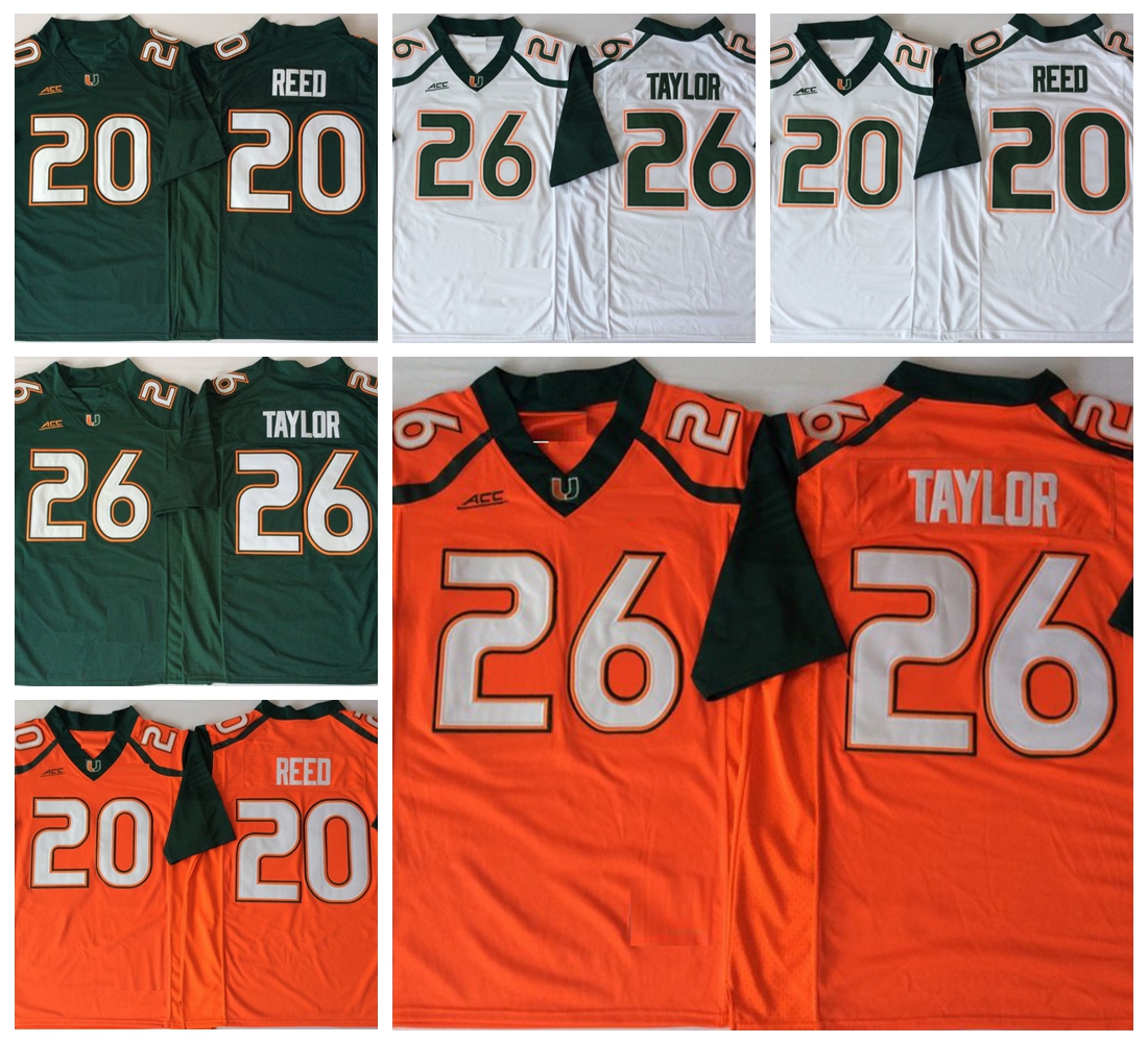 

2018 New Miami Hurricanes 26 Sean Taylor 52 Ray Lewis 20 Ed Reed College Football Jerseys Mens Sean Taylor University Football Shirts, New white 26