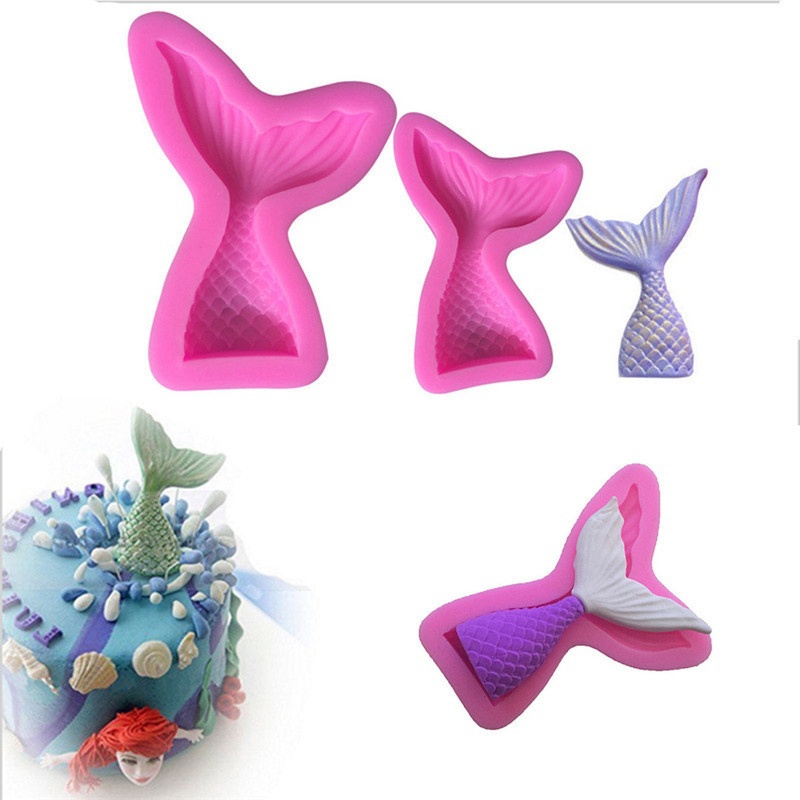 Mermaid Fishtail Shaped Cake Mold Soft Silicone DIY Baking Fondant Mold Tool FF