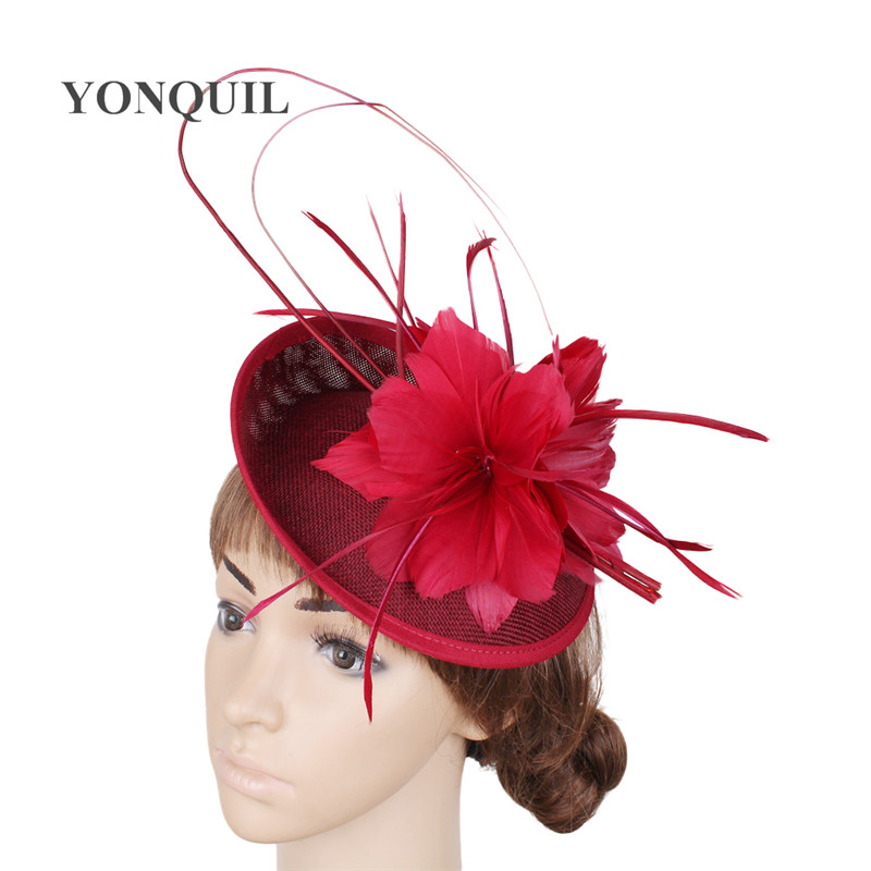 

Wedding feather flower fascinator base hats DIY for women with ostrich quill adorned hat party headdress bridal hair accessories handmade