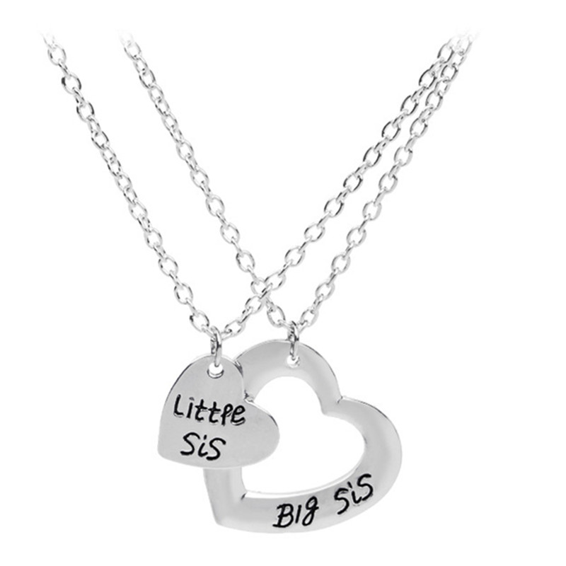 3pcs petite moyenne grande soeur Couple Pendentifs Set assorti Love collier cœur