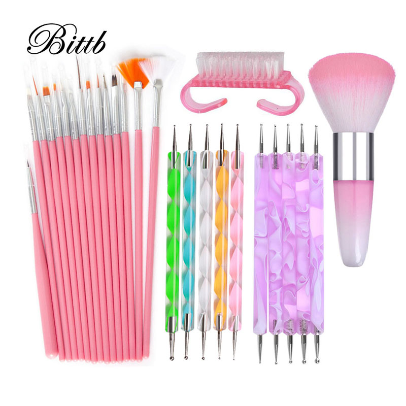 

Bittb 15pcs Acrylic Nail APen UV Gel Nail Polish Painting Drawing Brushes Dotting Pen Kit Clean Brush Manicure Tool Set, Setb008