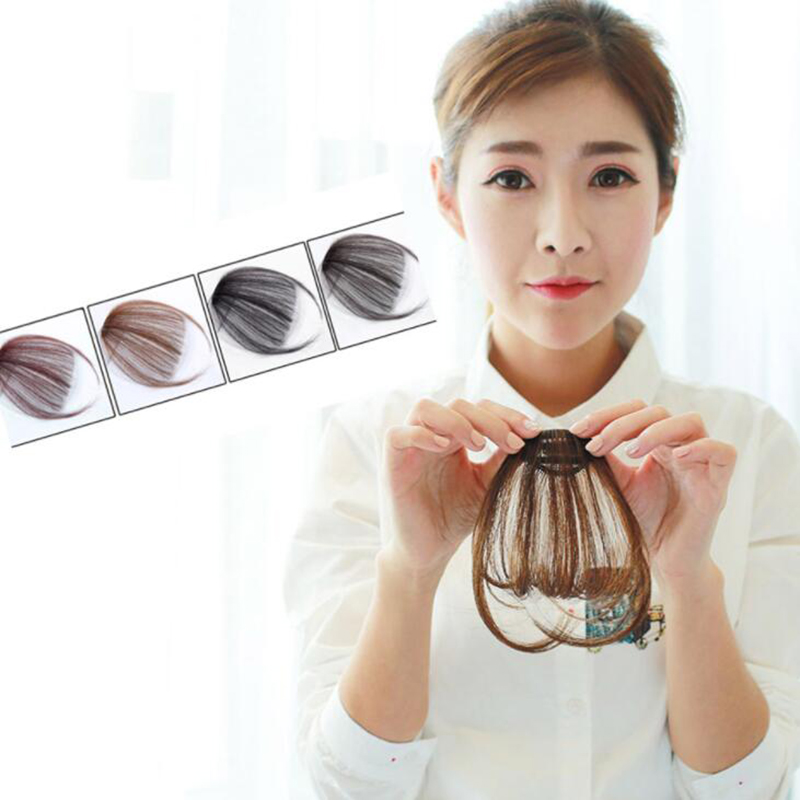 

New Fake Bangs Clip Hairpiece Black Brown Blonde Synthetic Bangs Hair Extensions For Women free shipping