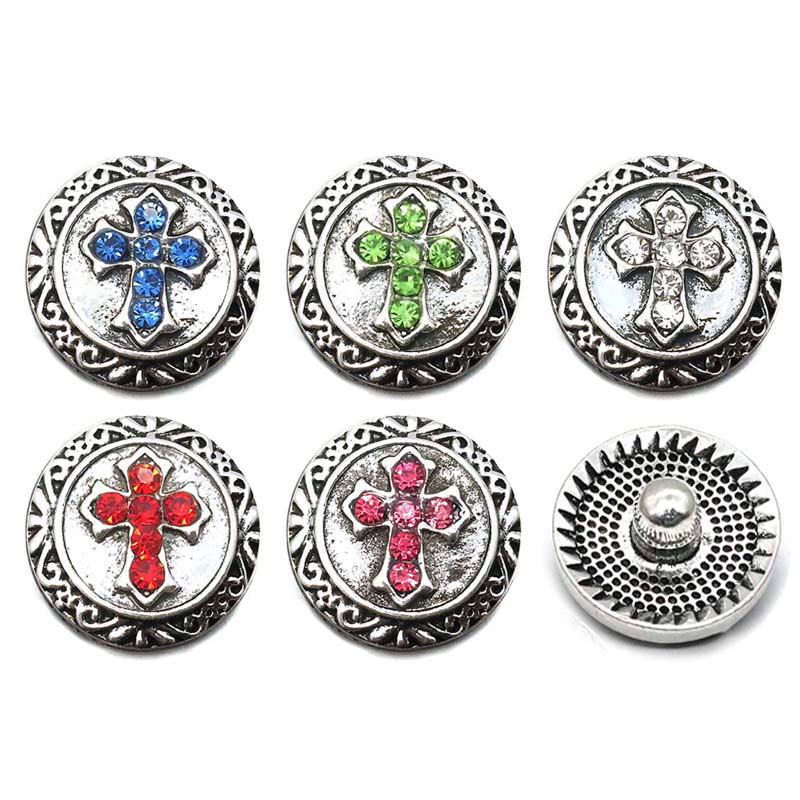 

Interchangeable 20mm metal Rhinestone Snap Button w194 Cross fit 18mm Snap button Necklaces Bracelets for women gift jewelry