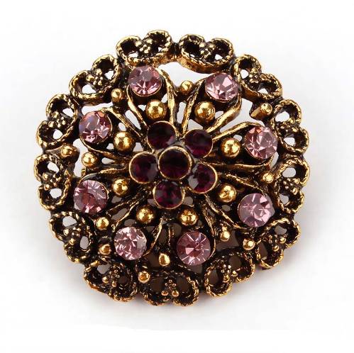 

Baiduqiandu Antique Gold Color Plated Crystal Rhinestones Diamante Vintage Flower Brooch Pins for Women in Assorted Designs