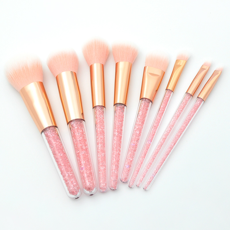 Hot 8 pieces crystal clear handle Makeup brush set Pink diamond particle eye brush Makeup beauty tools-image-428133440