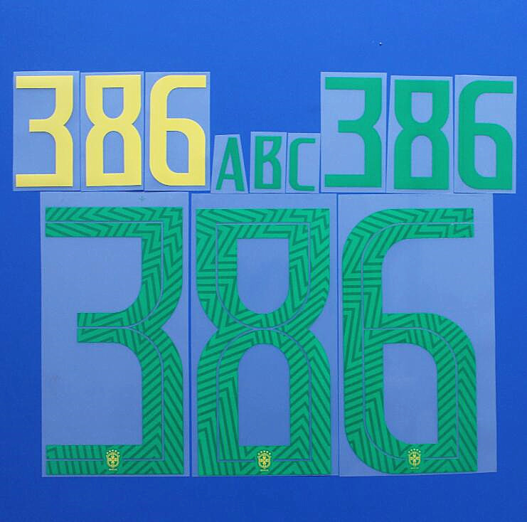 

2018 WORLD CUP Brazil National team G.JESUS NEYMAR JR soccer Nameset Customize Name A-Z Number 0-9 Print Football Player font nameset patch